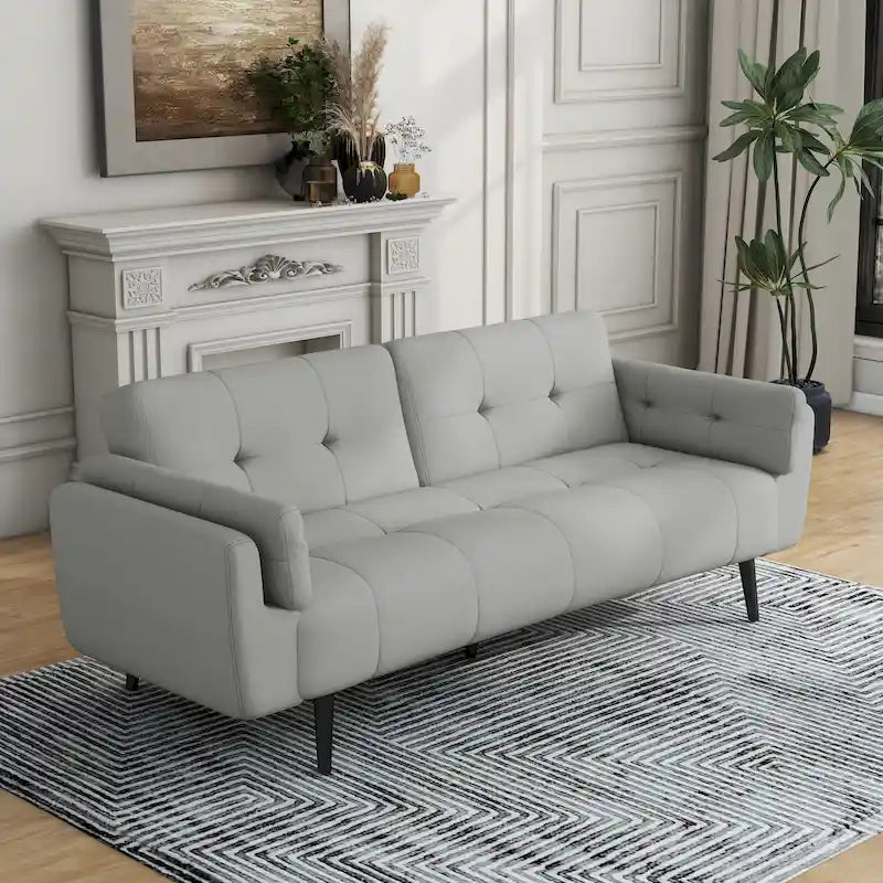 Canapé Futon Convertible 75" avec Dossier Capitonné Ajustable