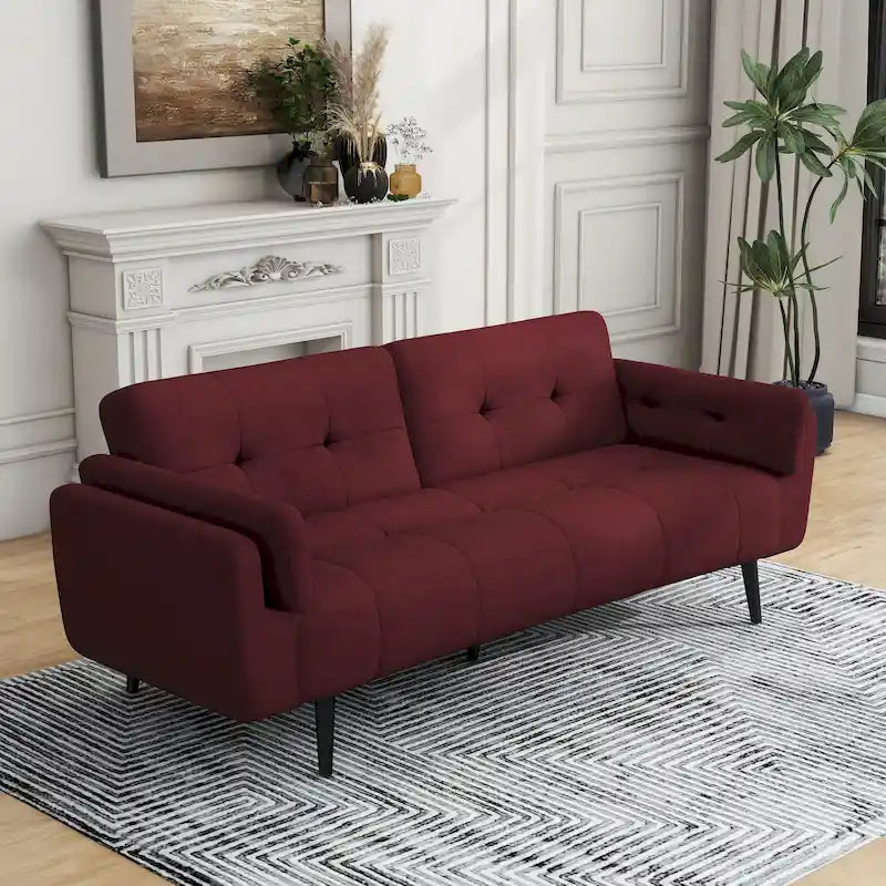 Canapé Futon Convertible 75" avec Dossier Capitonné Ajustable
