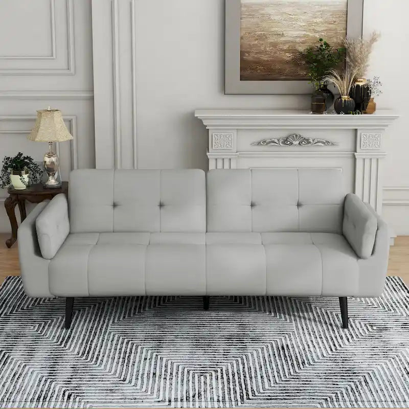 Canapé Futon Convertible 75" avec Dossier Capitonné Ajustable