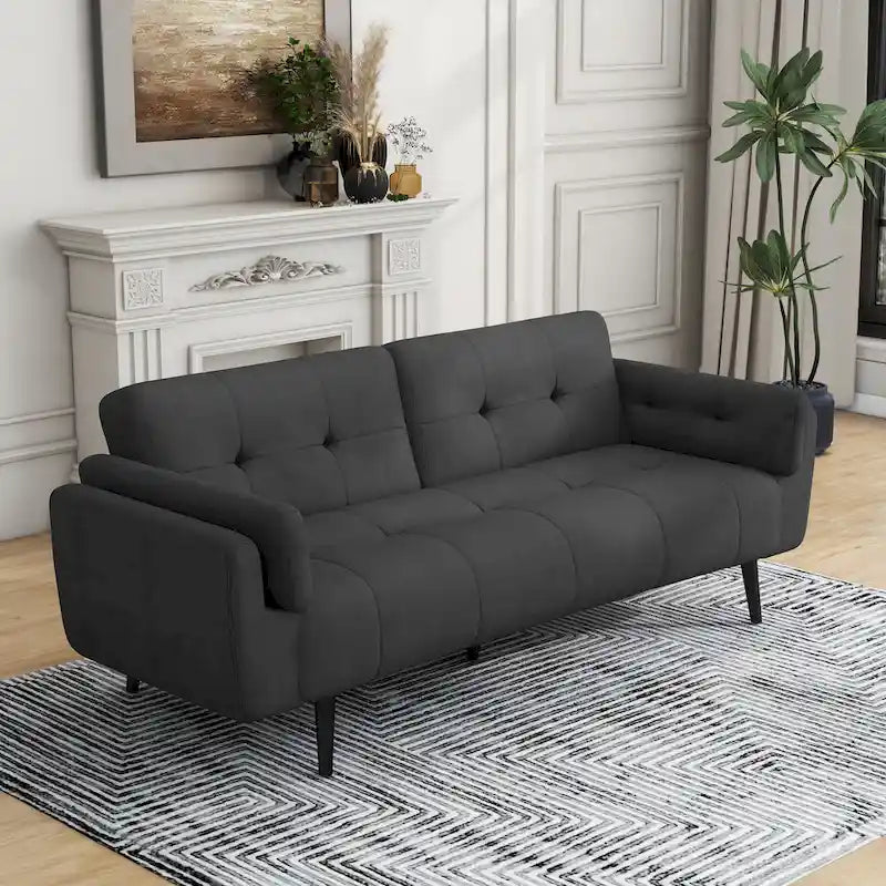 Canapé Futon Convertible 75" avec Dossier Capitonné Ajustable