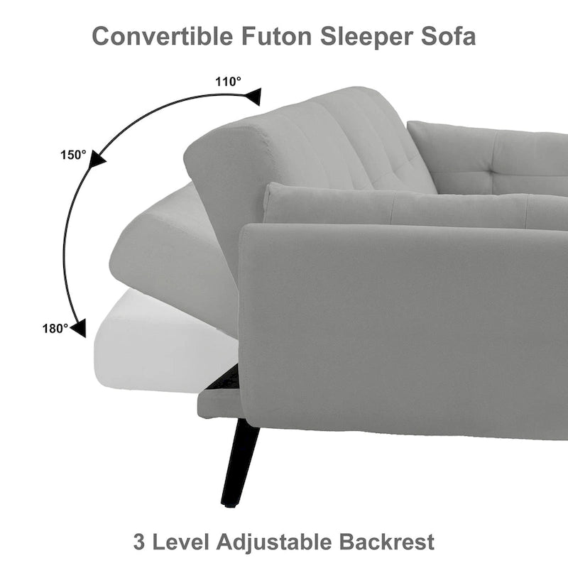 Canapé Futon Convertible 75" avec Dossier Capitonné Ajustable