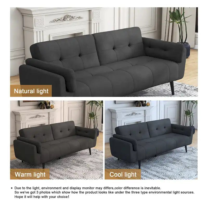 Canapé Futon Convertible 75" avec Dossier Capitonné Ajustable
