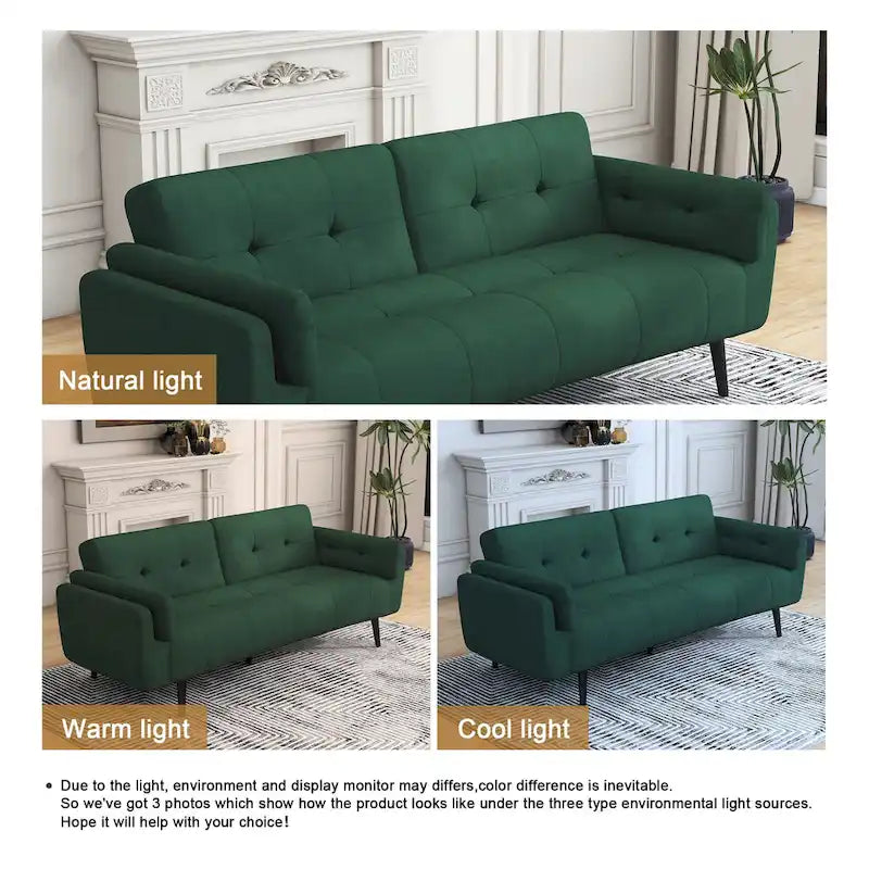 Canapé Futon Convertible 75" avec Dossier Capitonné Ajustable