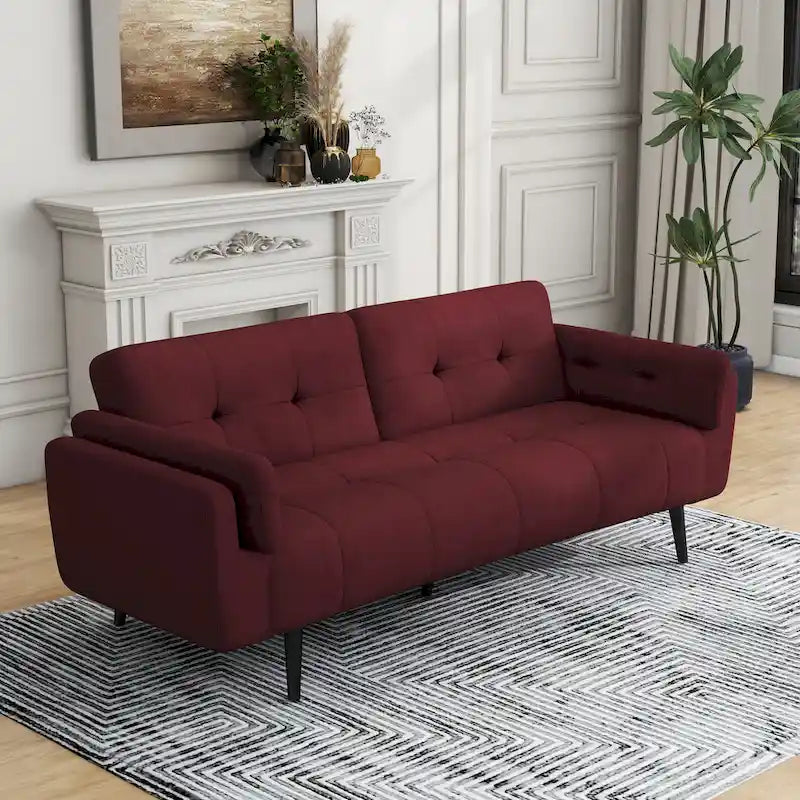 Canapé Futon Convertible 75" avec Dossier Capitonné Ajustable