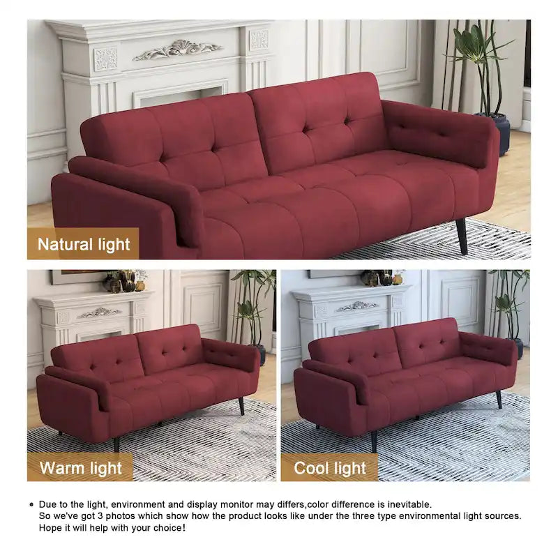 Canapé Futon Convertible 75" avec Dossier Capitonné Ajustable