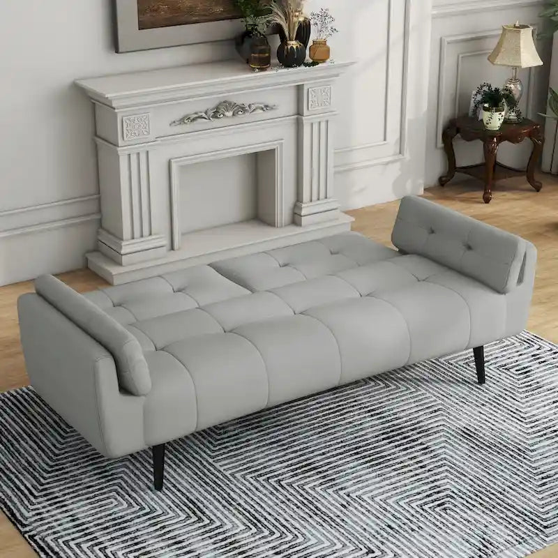 Canapé Futon Convertible 75" avec Dossier Capitonné Ajustable
