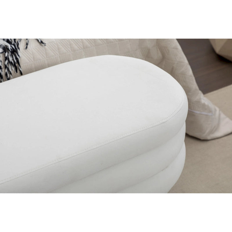 Banc de rangement en velours avec pieds en bois pour salon et chambre à coucher