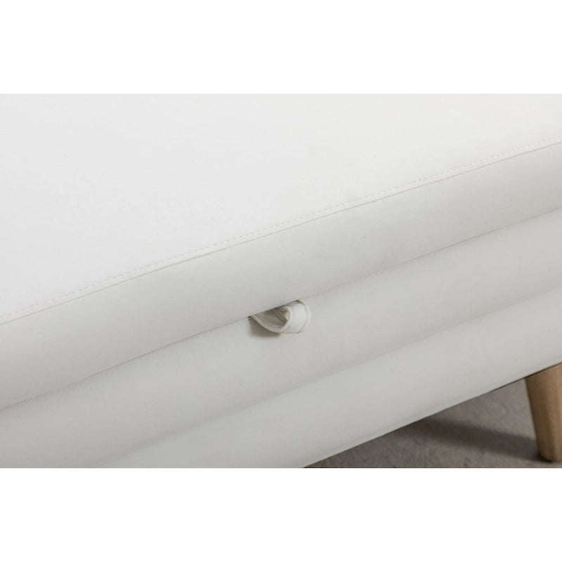 Banc de rangement en velours avec pieds en bois pour salon et chambre à coucher