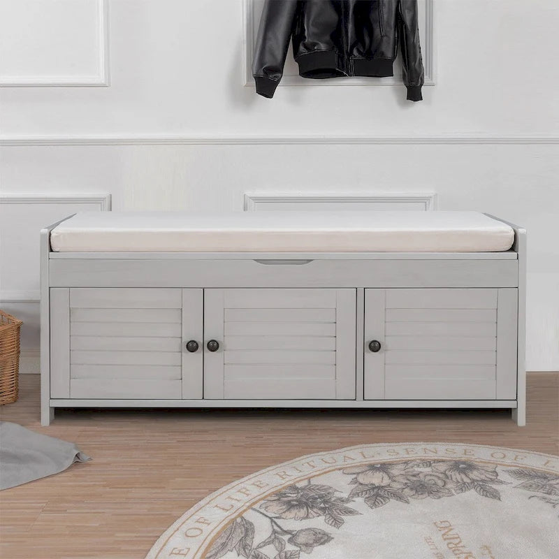 Banc de rangement moderne classique avec deux compartiments et coffre rabattable