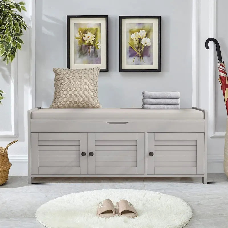 Banc de rangement moderne classique avec deux compartiments et coffre rabattable