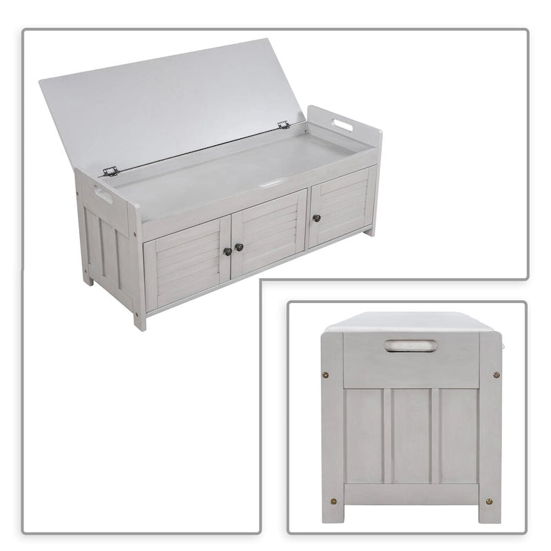 Banc de rangement moderne classique avec deux compartiments et coffre rabattable