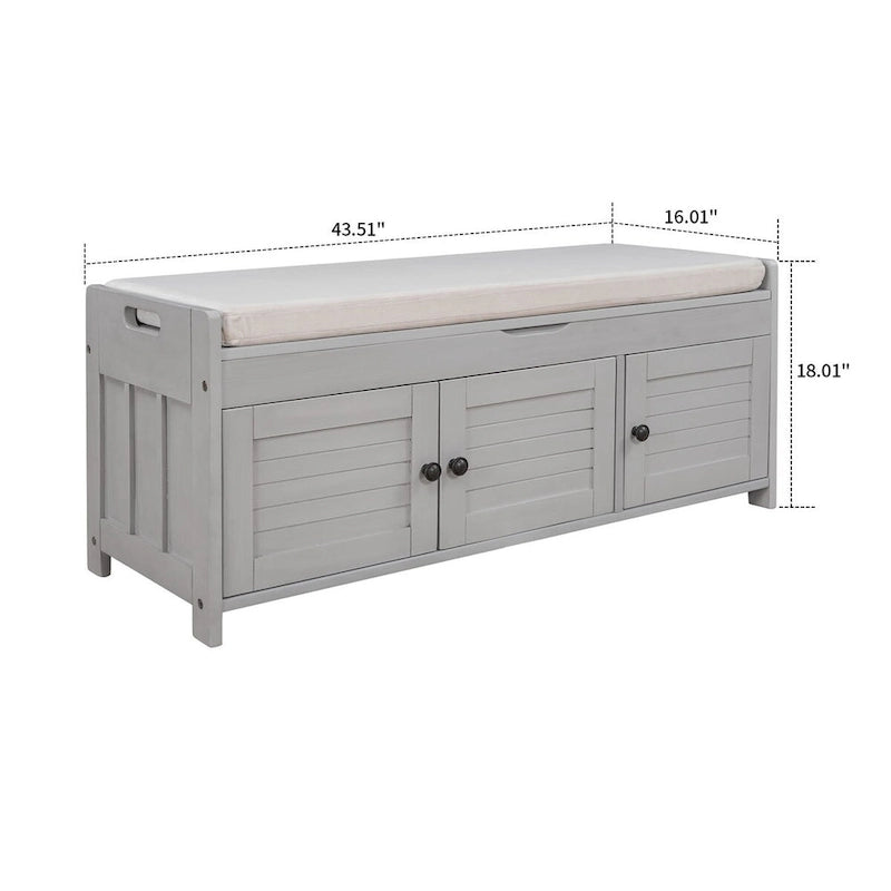 Banc de rangement moderne classique avec deux compartiments et coffre rabattable