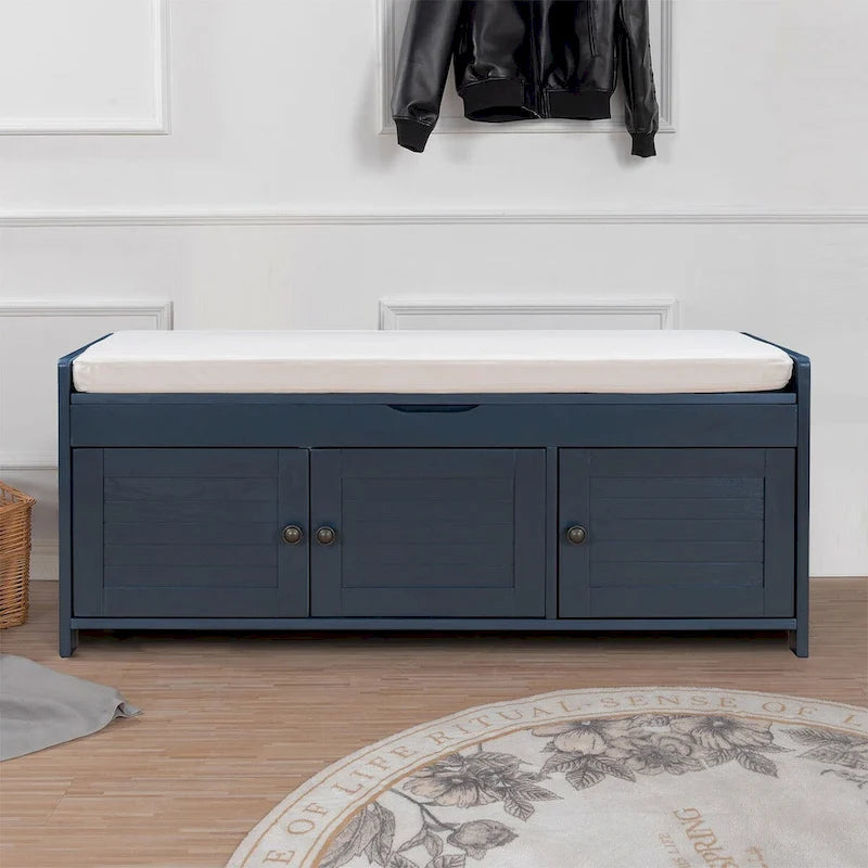 Banc de rangement moderne classique avec deux compartiments et coffre rabattable