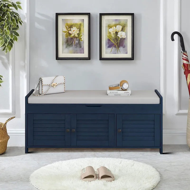 Banc de rangement moderne classique avec deux compartiments et coffre rabattable