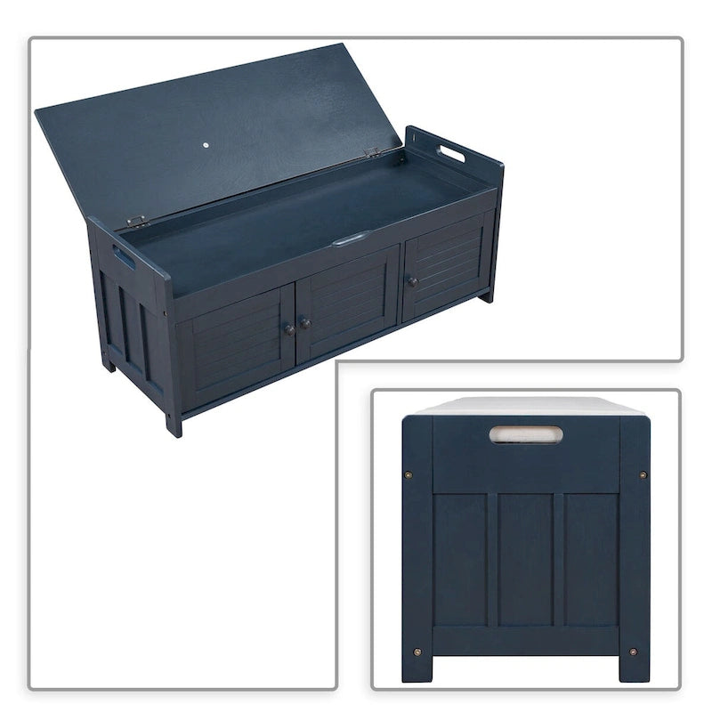 Banc de rangement moderne classique avec deux compartiments et coffre rabattable