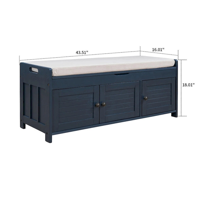 Banc de rangement moderne classique avec deux compartiments et coffre rabattable