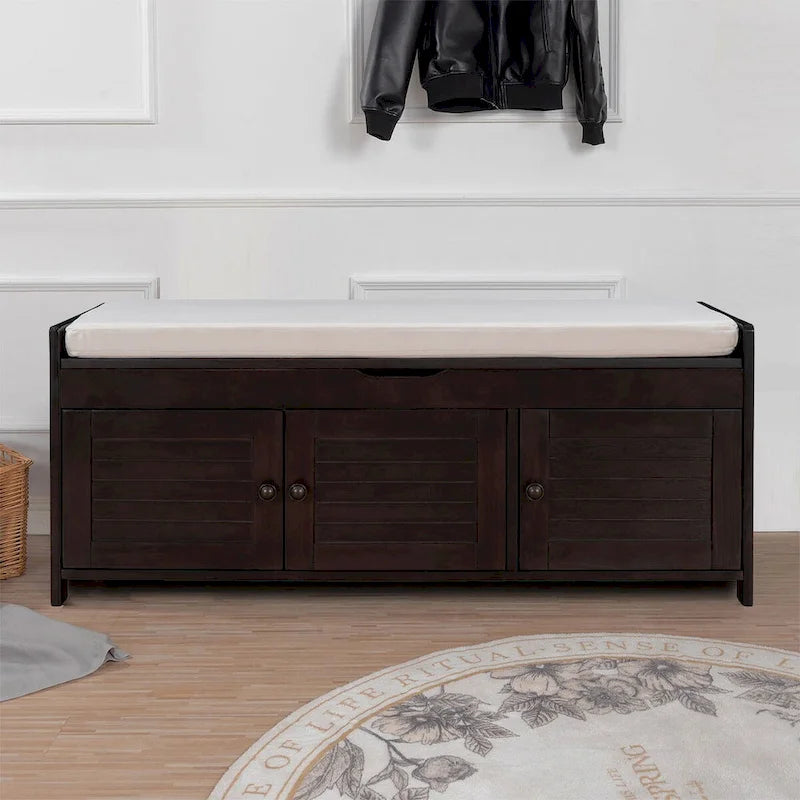 Banc de rangement moderne classique avec deux compartiments et coffre rabattable
