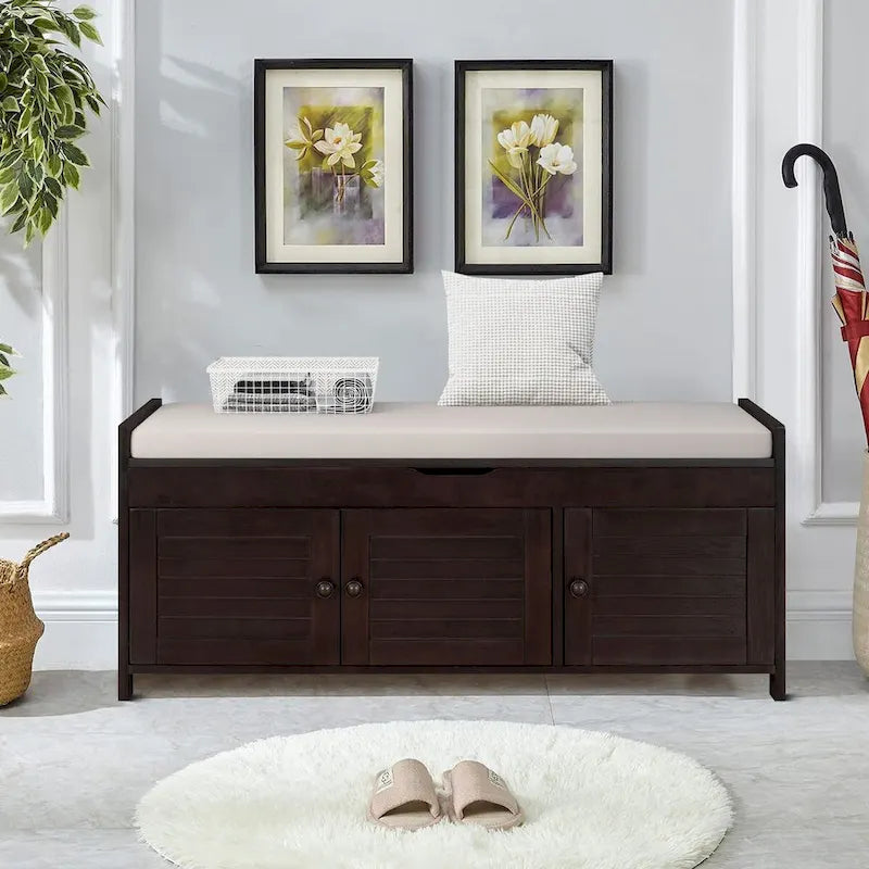Banc de rangement moderne classique avec deux compartiments et coffre rabattable