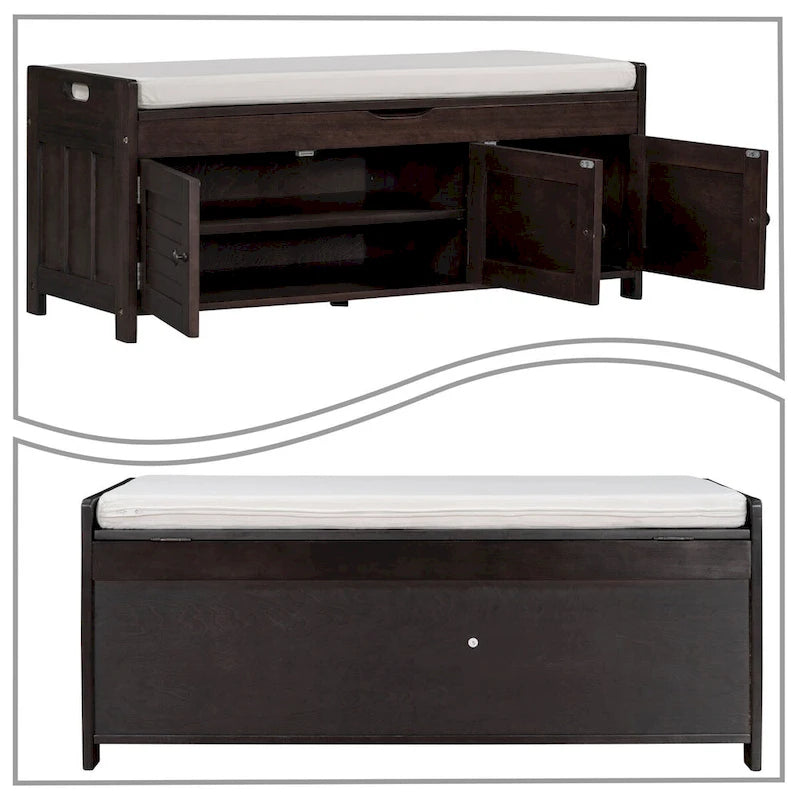 Banc de rangement moderne classique avec deux compartiments et coffre rabattable