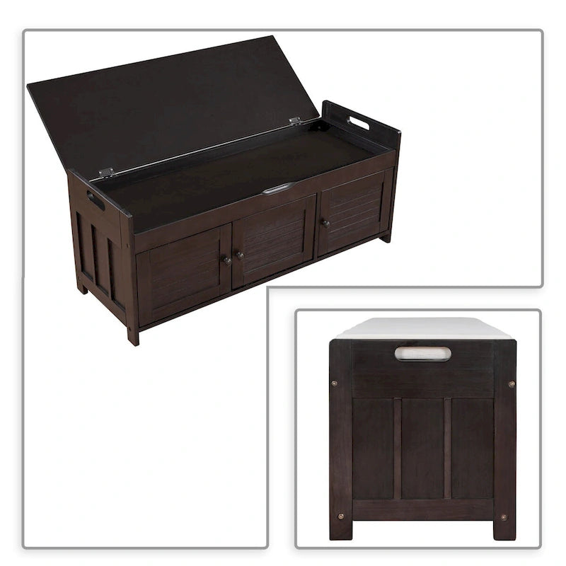 Banc de rangement moderne classique avec deux compartiments et coffre rabattable