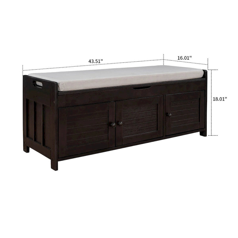 Banc de rangement moderne classique avec deux compartiments et coffre rabattable