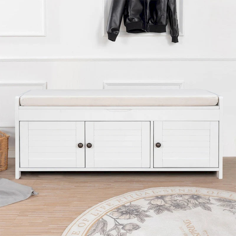 Banc de rangement moderne classique avec deux compartiments et coffre rabattable