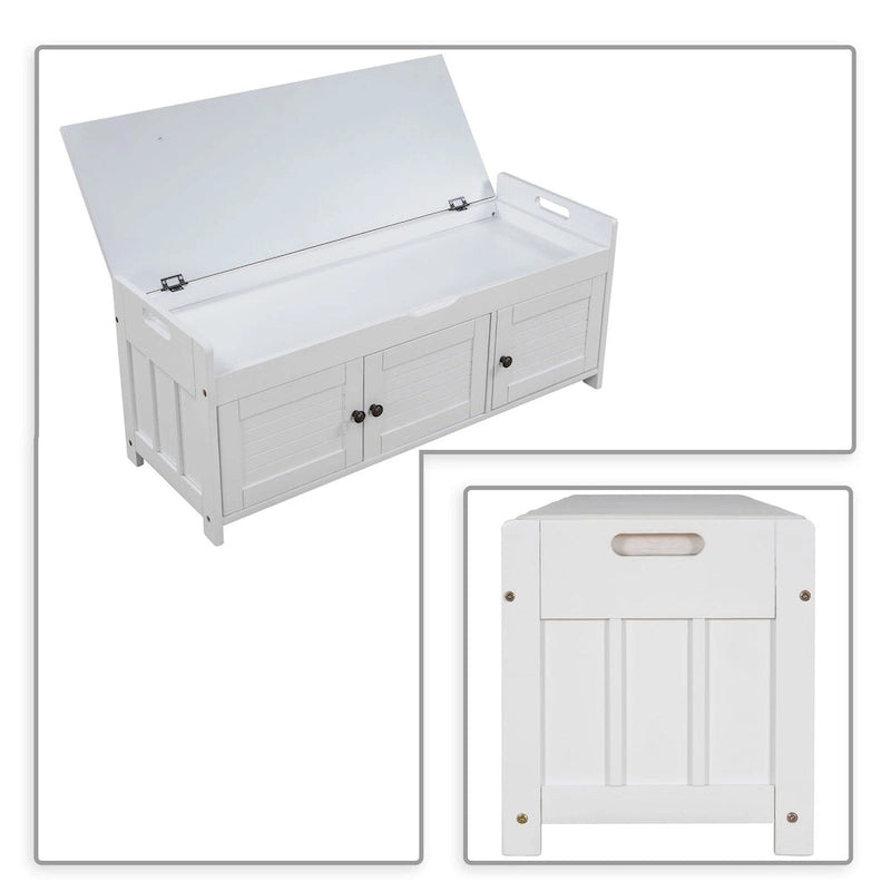 Banc de rangement moderne classique avec deux compartiments et coffre rabattable