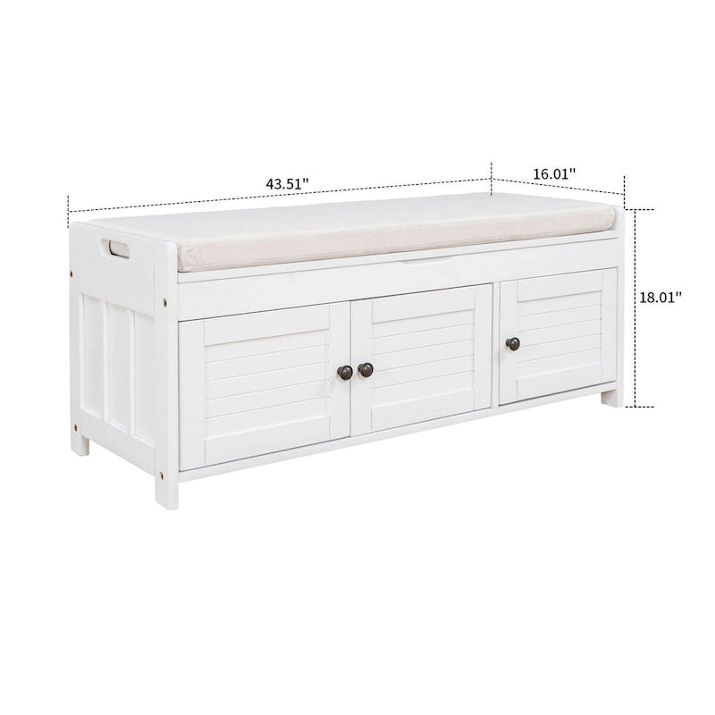 Banc de rangement moderne classique avec deux compartiments et coffre rabattable