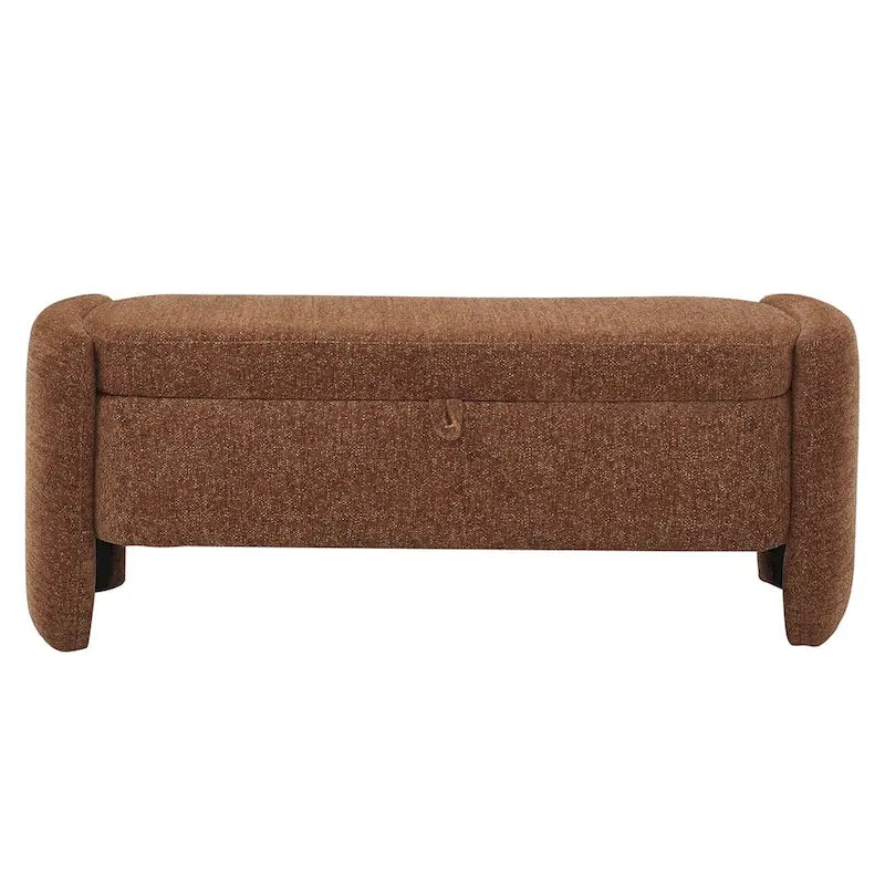Banc de rangement ottoman ovale, banc en tissu chenille avec grand espace de rangement pour le salon, l'entrée et la chambre à coucher