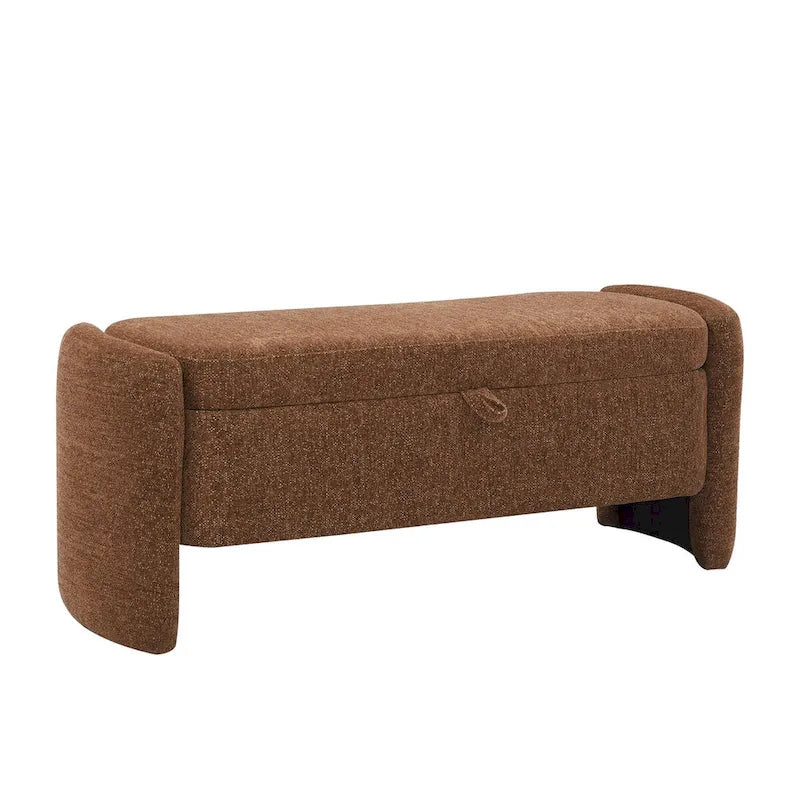 Banc de rangement ottoman ovale, banc en tissu chenille avec grand espace de rangement pour le salon, l'entrée et la chambre à coucher