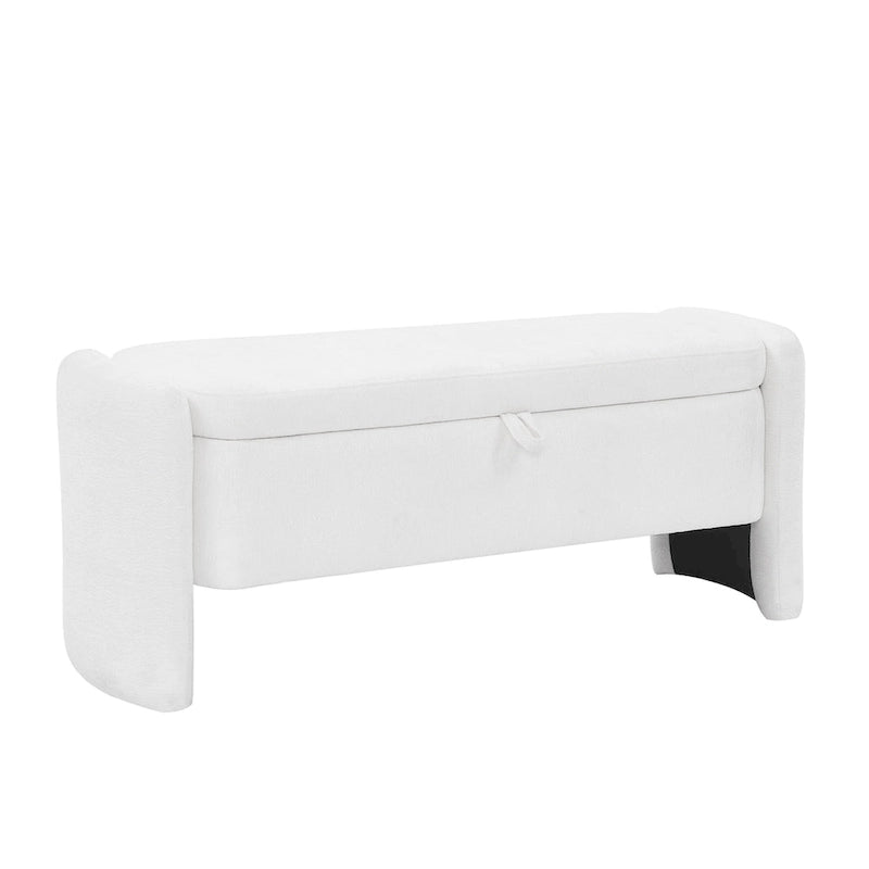 Banc de rangement ottoman ovale, banc en tissu chenille avec grand espace de rangement pour le salon, l'entrée et la chambre à coucher