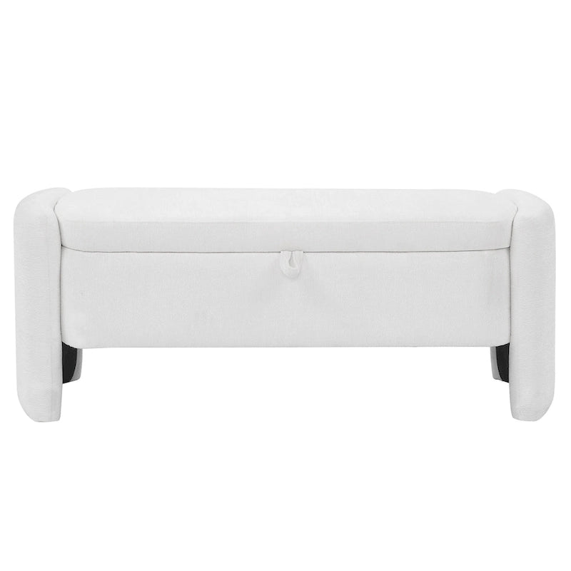Banc de rangement ottoman ovale, banc en tissu chenille avec grand espace de rangement pour le salon, l'entrée et la chambre à coucher