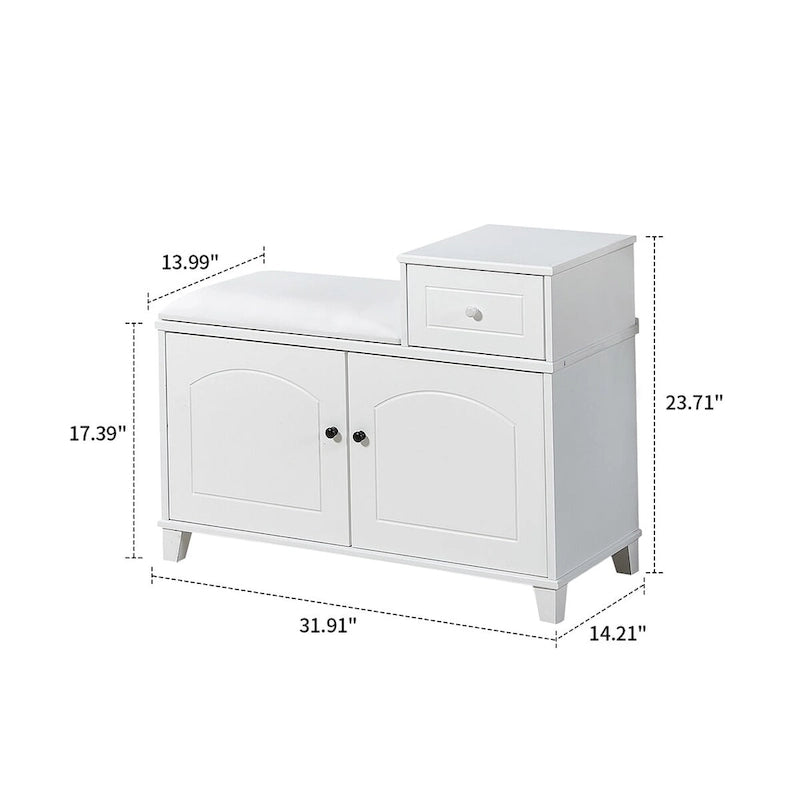 Banc de rangement moderne en bois avec coussin d'assise en PU rembourré d'éponge ignifuge