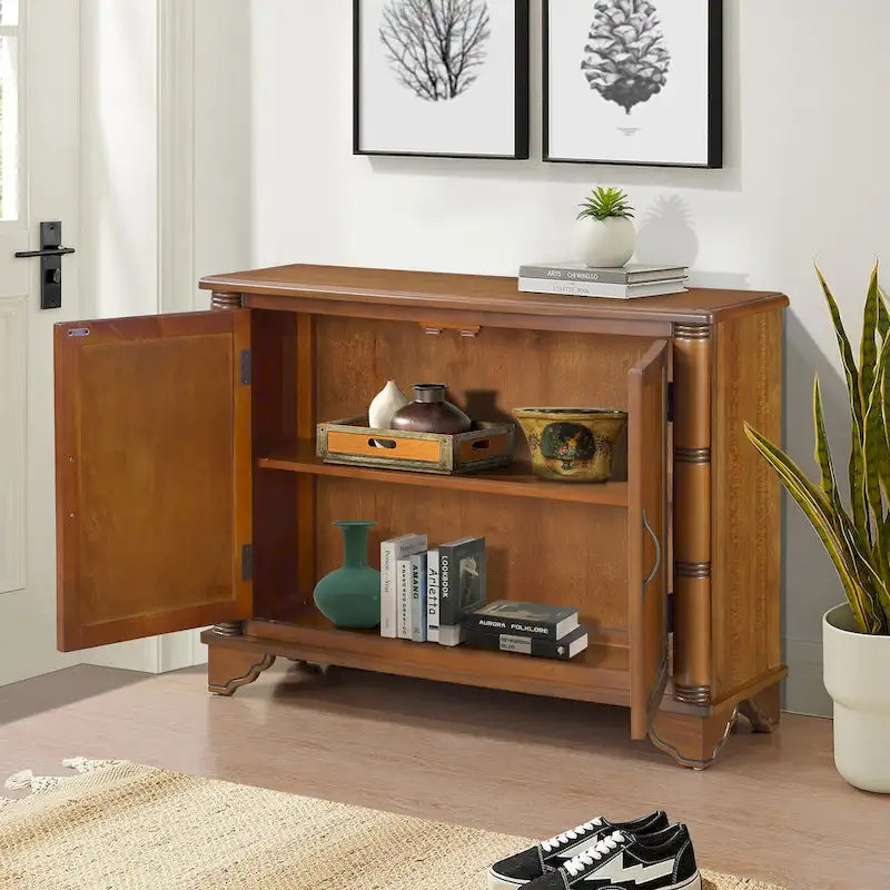Table console 40 pouces avec étagère de rangement, Table d'entrée rétro avec étagère de rangement réglable, Table de canapé pour couloir