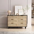 43.316-Meuble de rangement en rotin avec tiroirs en rotin, pour chambre à coucher, salon, noir