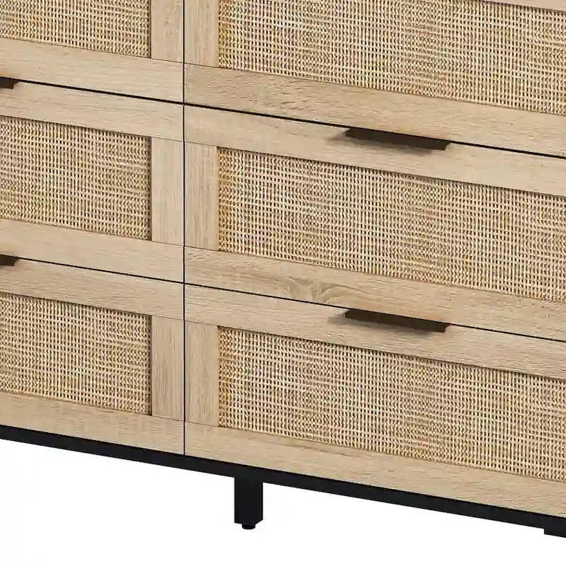43.316-Meuble de rangement en rotin avec tiroirs en rotin, pour chambre à coucher, salon, noir