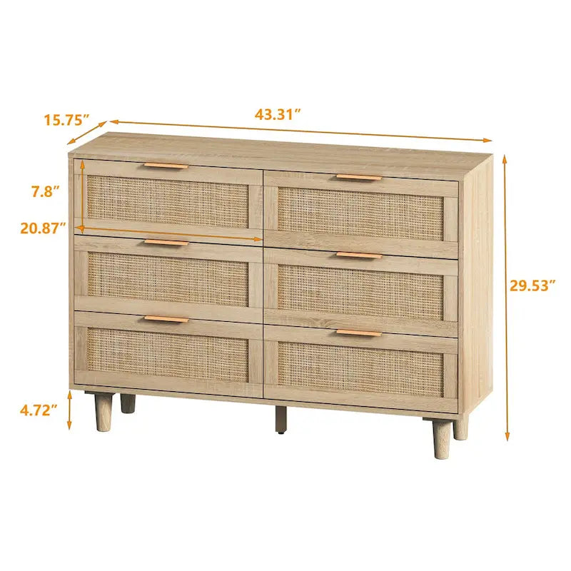 43.316-Meuble de rangement en rotin avec tiroirs en rotin, pour chambre à coucher, salon, noir