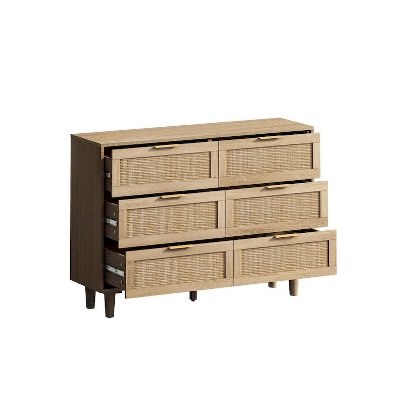43.316-Meuble de rangement en rotin avec tiroirs en rotin, pour chambre à coucher, salon, noir