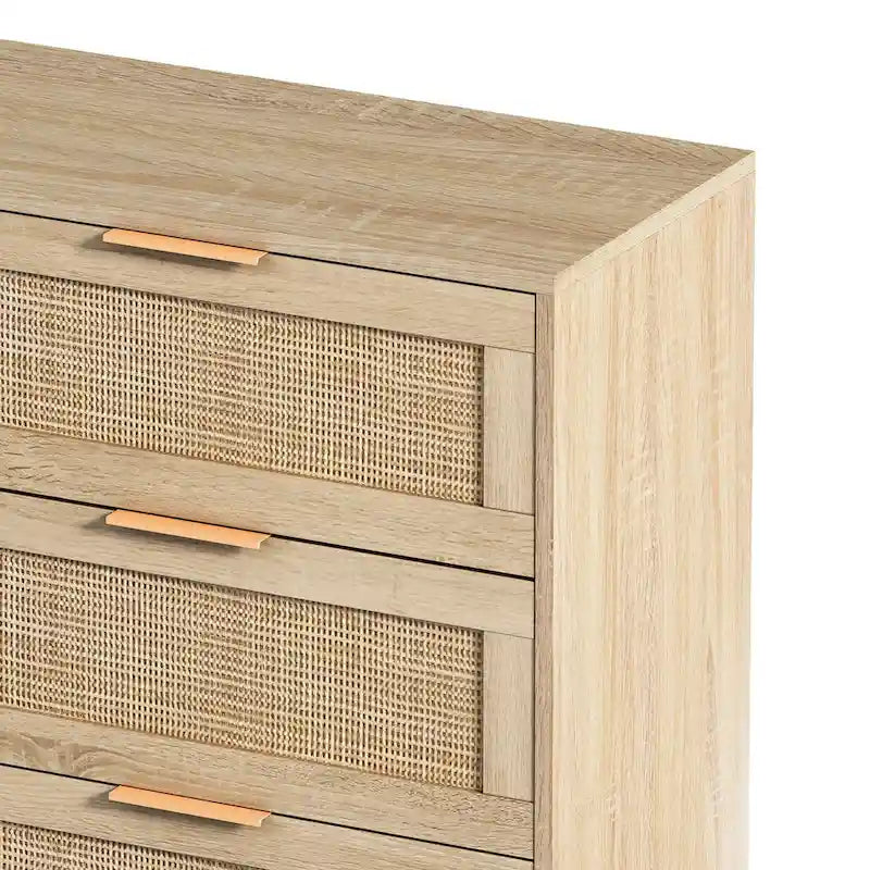 43.316-Meuble de rangement en rotin avec tiroirs en rotin, pour chambre à coucher, salon, noir