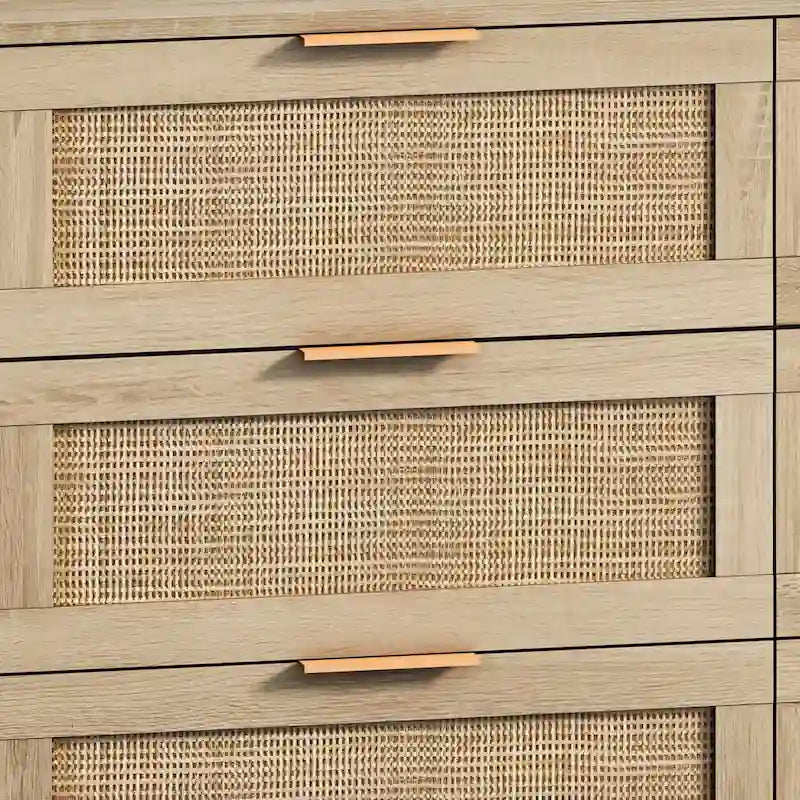 43.316-Meuble de rangement en rotin avec tiroirs en rotin, pour chambre à coucher, salon, noir