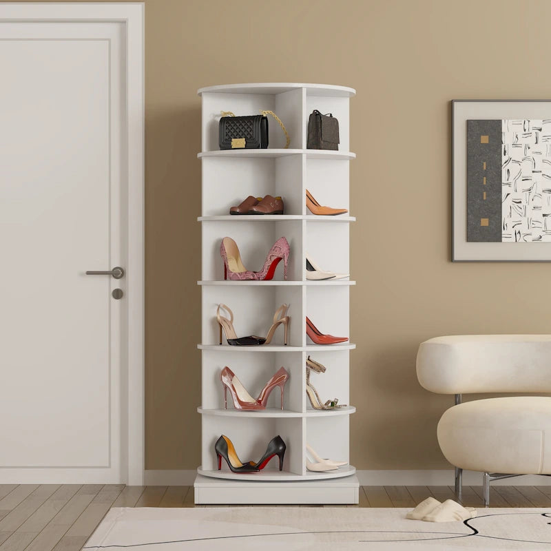 Range-chaussures rotatif à 360° 6 niveaux, peut contenir jusqu'à 24 paires de chaussures