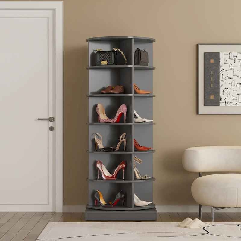 Range-chaussures rotatif à 360° 6 niveaux, peut contenir jusqu'à 24 paires de chaussures