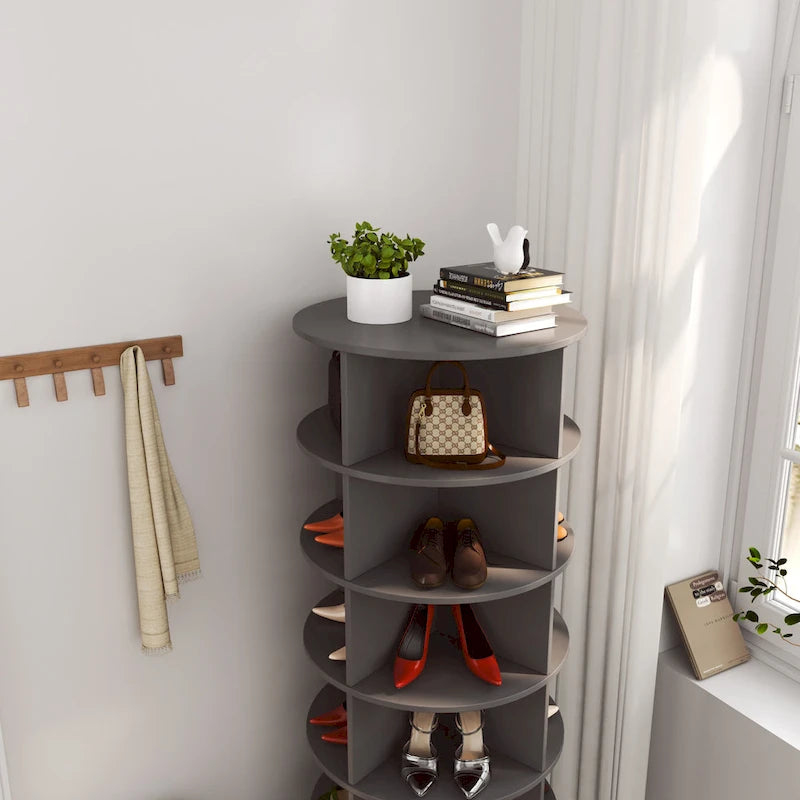 Range-chaussures rotatif à 360° 6 niveaux, peut contenir jusqu'à 24 paires de chaussures