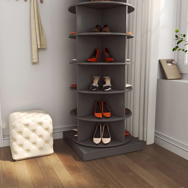 Range-chaussures rotatif à 360° 6 niveaux, peut contenir jusqu'à 24 paires de chaussures