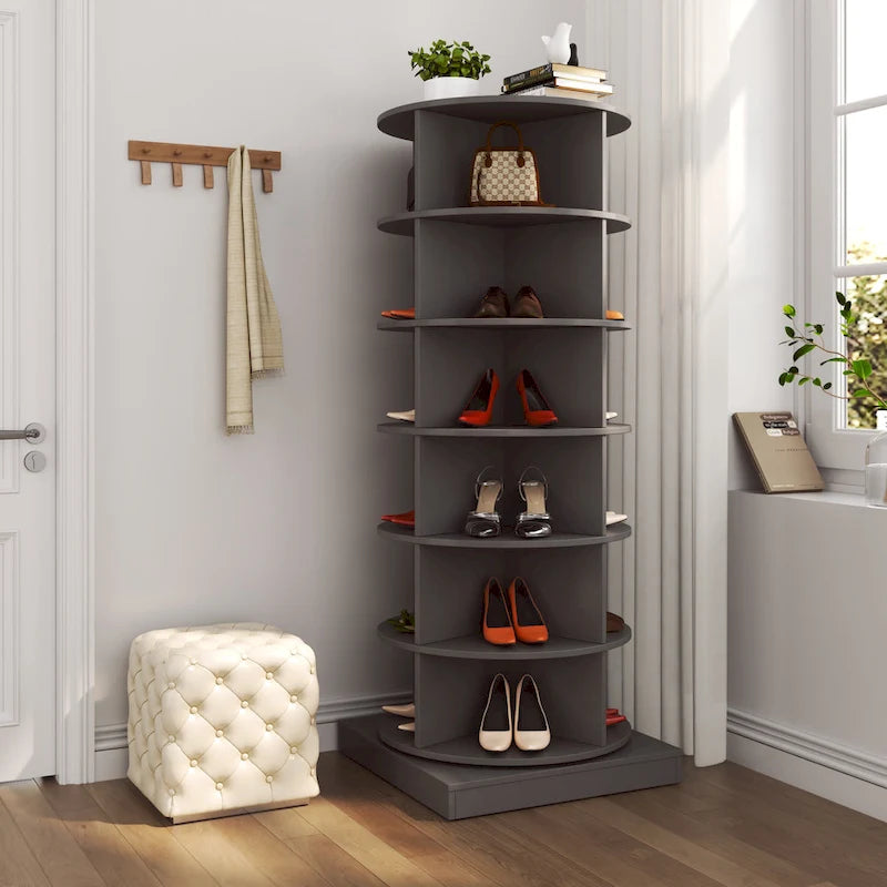 Range-chaussures rotatif à 360° 6 niveaux, peut contenir jusqu'à 24 paires de chaussures