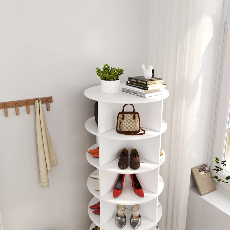 Range-chaussures rotatif à 360° 6 niveaux, peut contenir jusqu'à 24 paires de chaussures