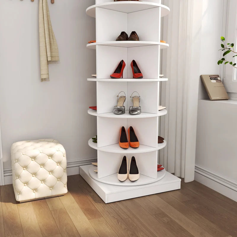 Range-chaussures rotatif à 360° 6 niveaux, peut contenir jusqu'à 24 paires de chaussures
