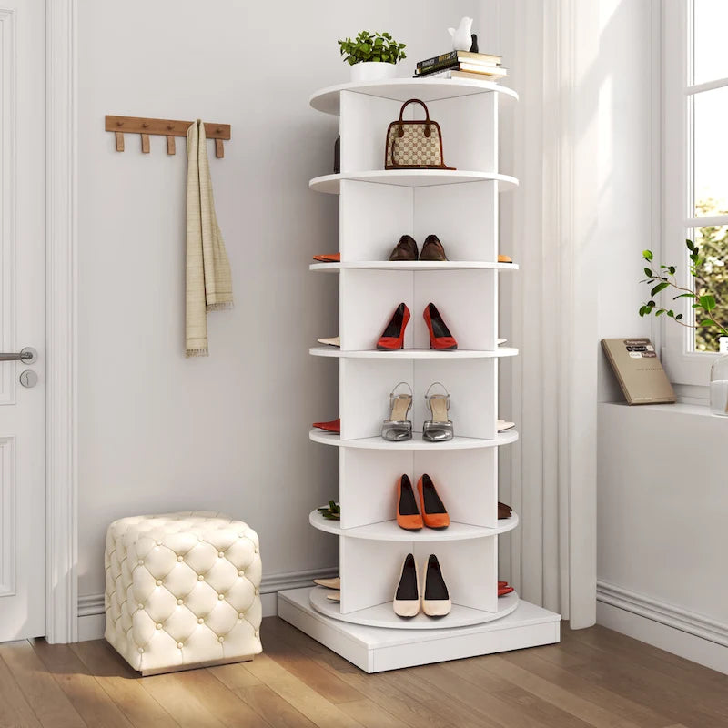 Range-chaussures rotatif à 360° 6 niveaux, peut contenir jusqu'à 24 paires de chaussures