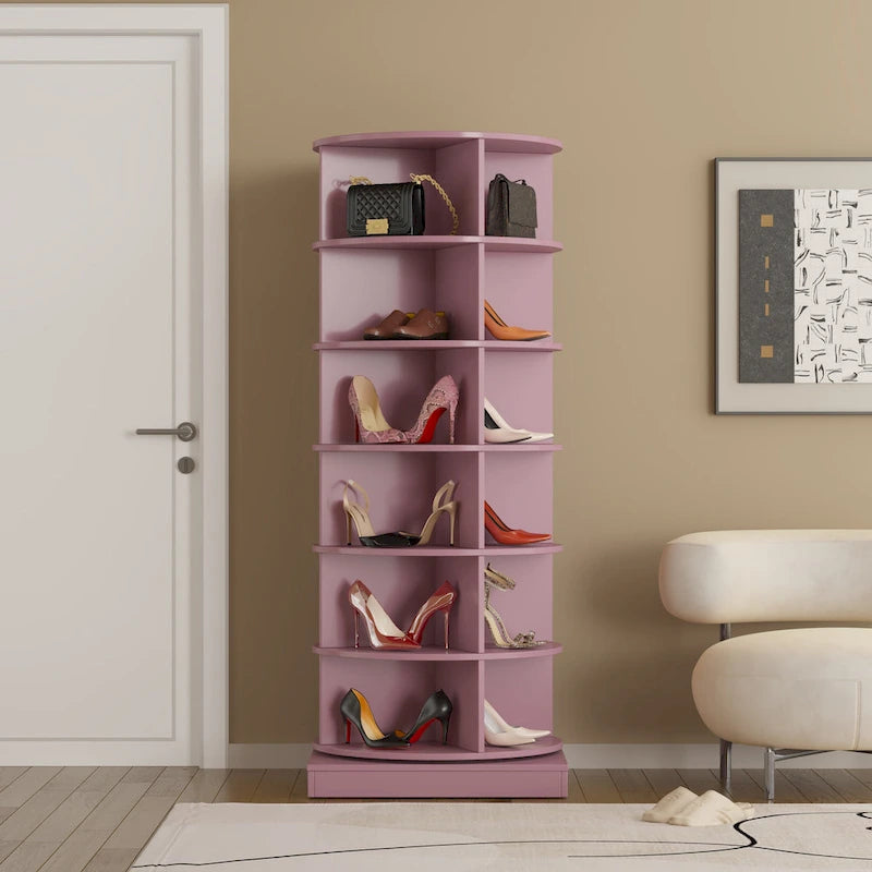 Range-chaussures rotatif à 360° 6 niveaux, peut contenir jusqu'à 24 paires de chaussures