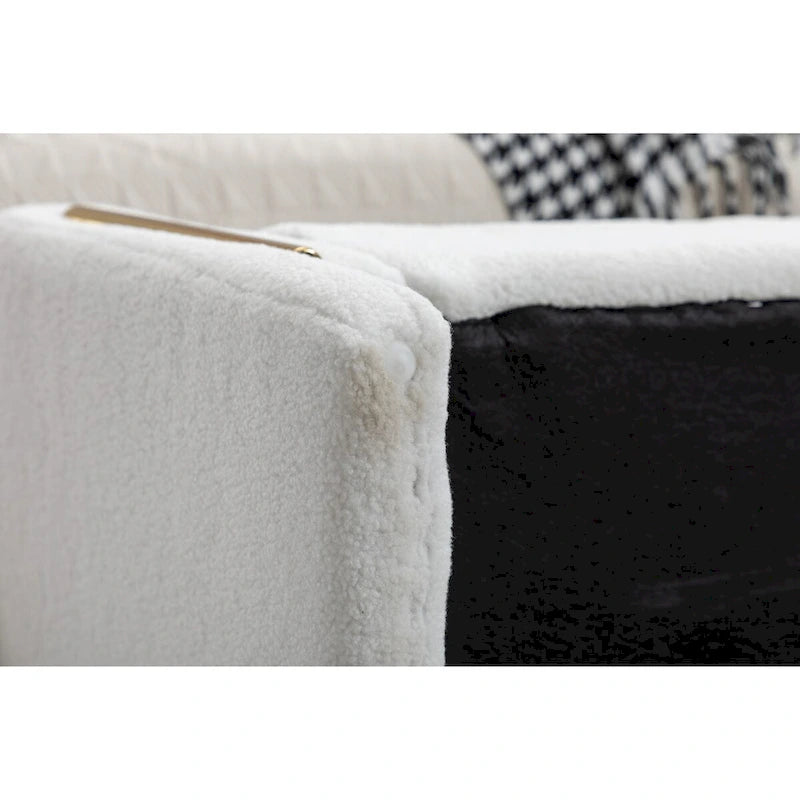Banc de rangement en tissu Teddy, banc de chambre à coucher avec bande décorative en métal doré pour salon, chambre à coucher, intérieur
